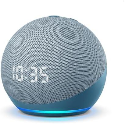 Echo Dot (4th Gen, 2020 release) with clock,Smart speaker , LED display and Alexa (Blue)