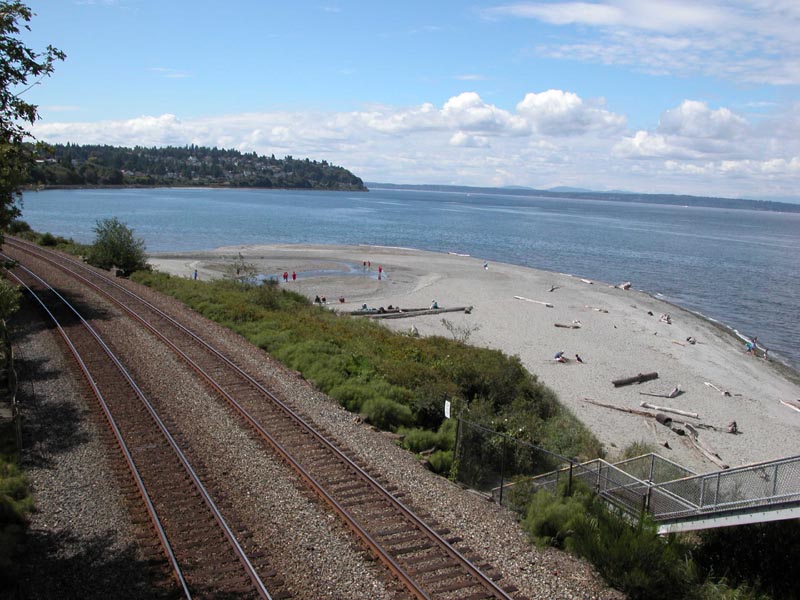 Rail track and beautiful view of clean and clear water