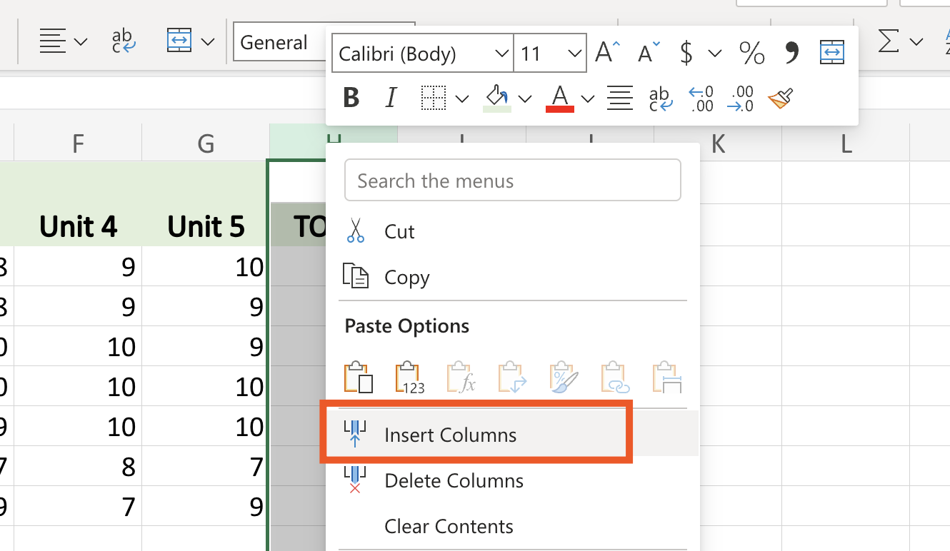 Managing Rows and Columns in Microsoft Excel Online

