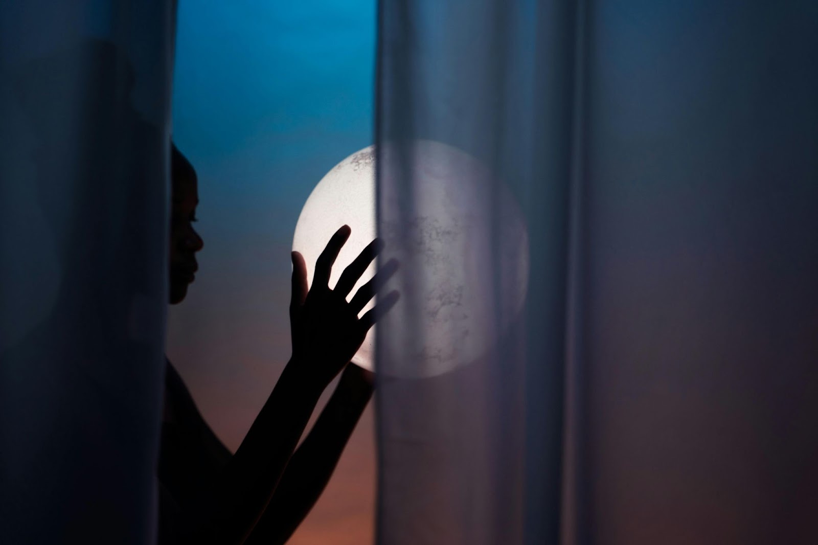 Romantic Lonely Girl and Moon
