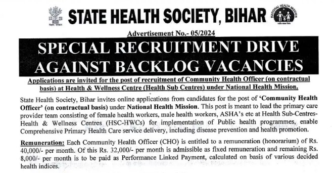 SHSB CHO Recruitment 2024 | एसएचएसबी सीएचओ भर्ती 2024