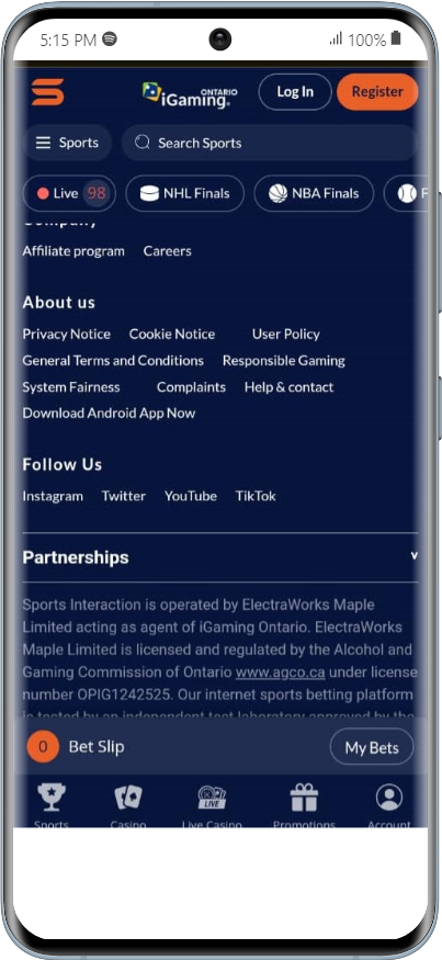 Sports Interaction Ontario App Download