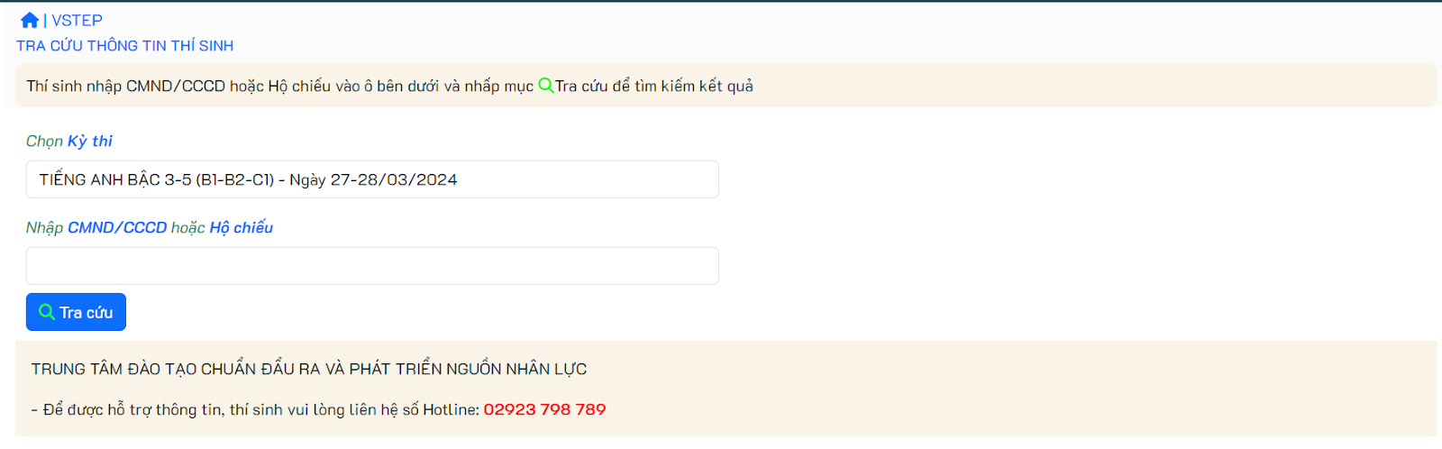 Tra cứu thông tin thí sinh thi VSTEP tại trường Đại học Nam Cần Thơ