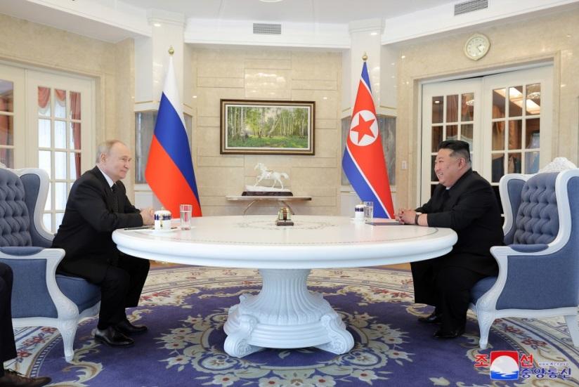 Respected Comrade Kim Jong Un Has Talks with President Vladimir Vladimirovich Putin