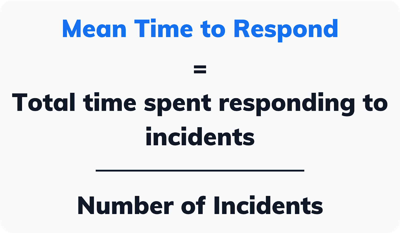 mean time to respond (MTTR) calculation based on total time time spent responding to incidents and number of incidents