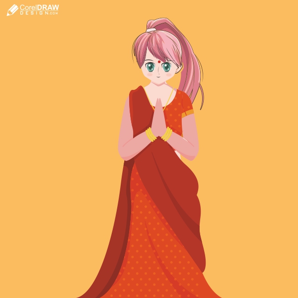 A girl wearing a saree 
