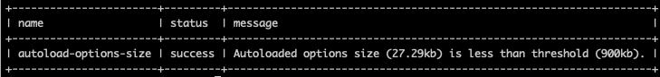 Image of a terminal showing the total size of the autoloaded options.