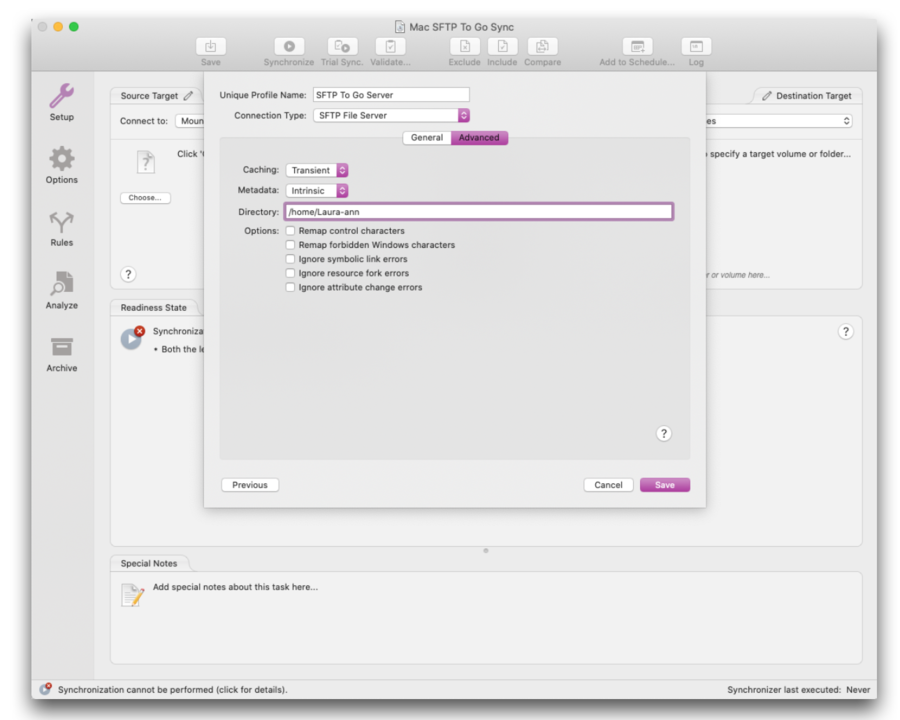 Mac sync tasks ChronoSync