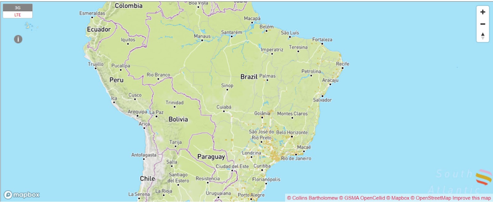 Mapa red móvil Claro Brasil