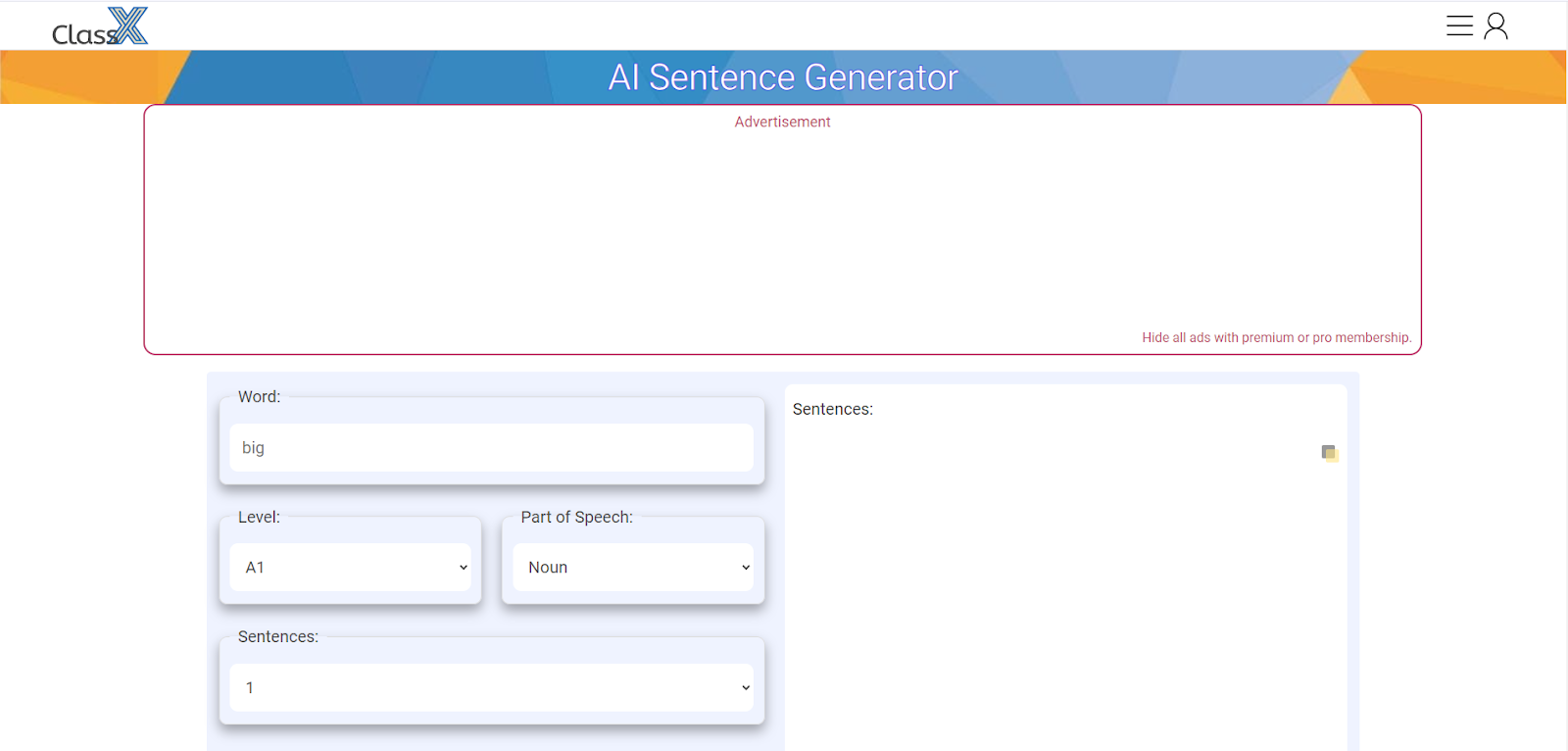 ClassX AI Sentence Generator