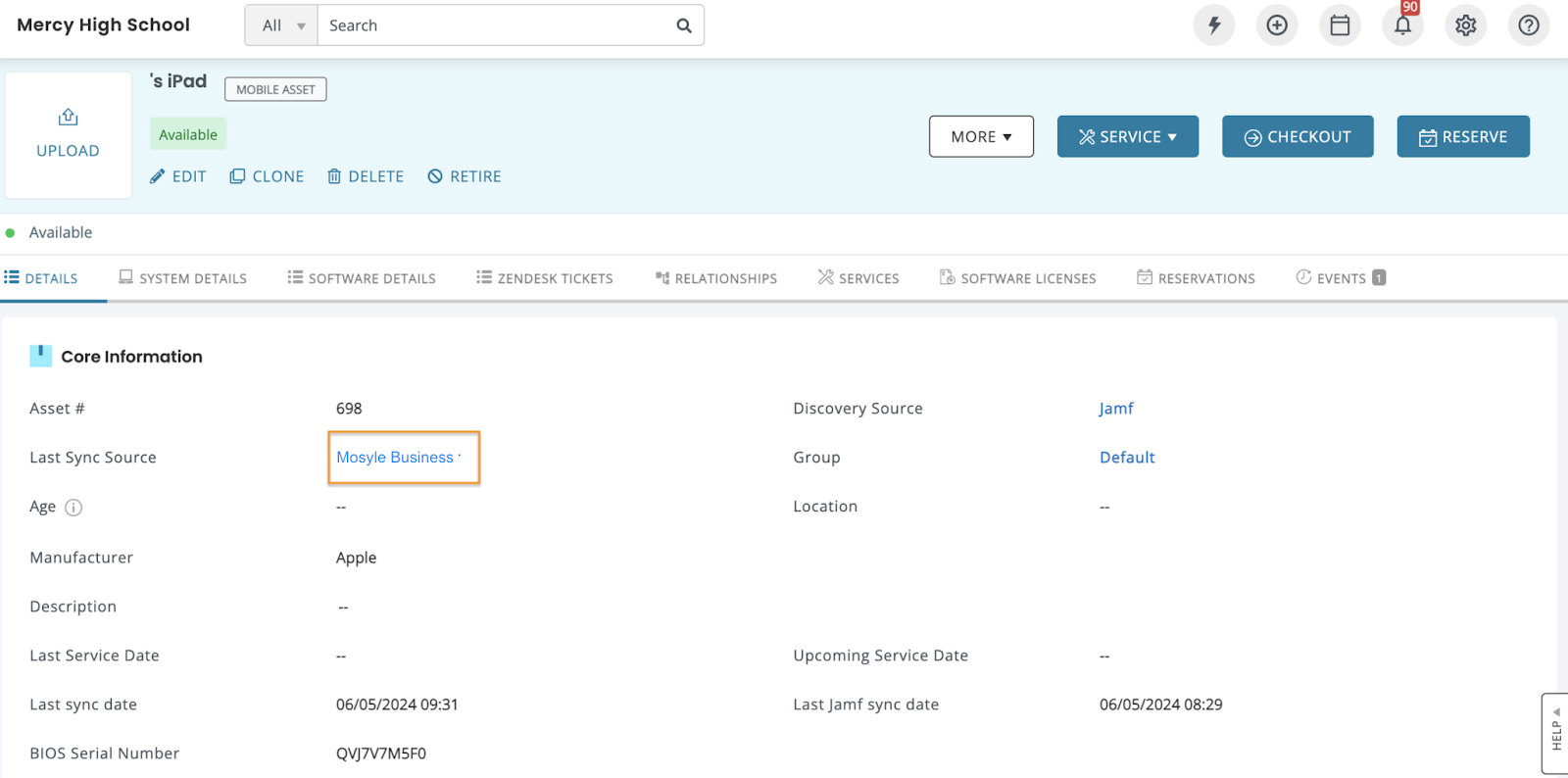 4. View asset information2