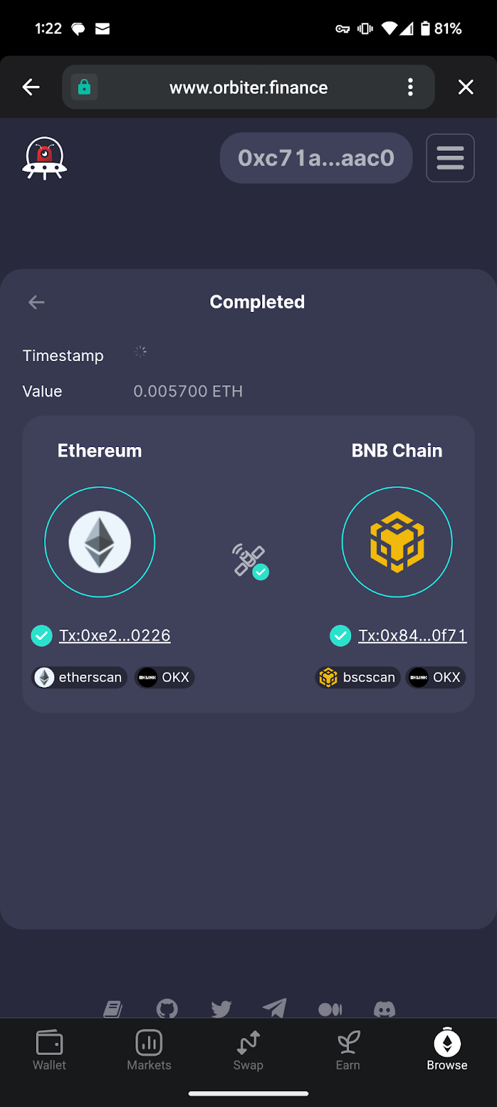 Bridge from Ethereum to BNB Smart Chain with MEW Mobile