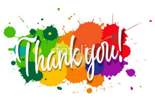 A thank you sign with rainbow colors

Description automatically generated