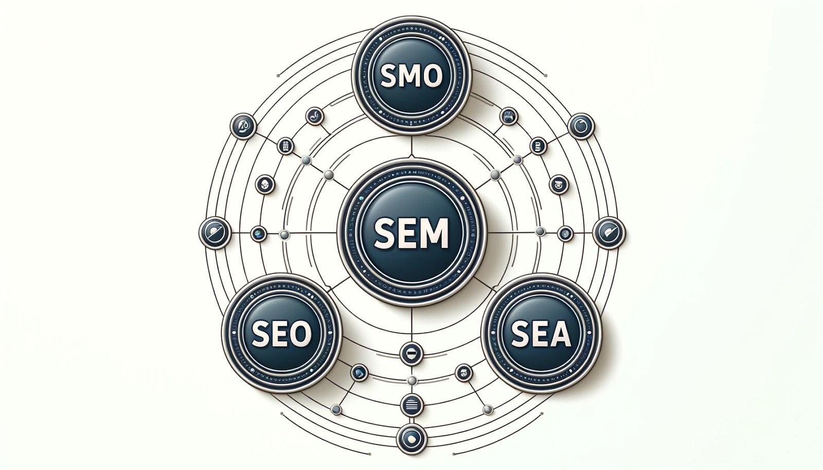 Au sein du SEM, le SEO, le SEA et le SMO fonctionnent en synergie