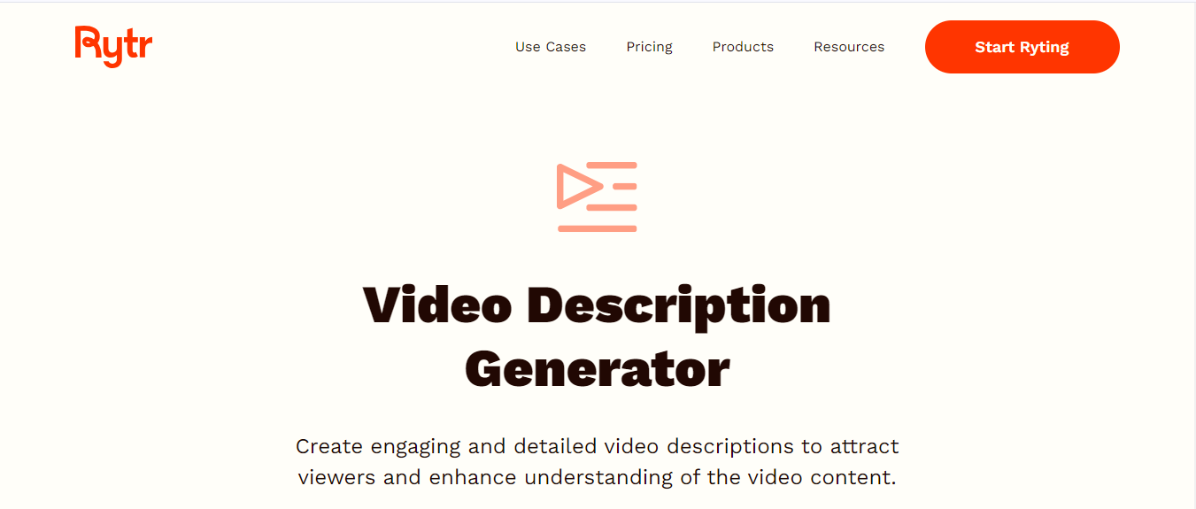 Rytr Video Description Generator