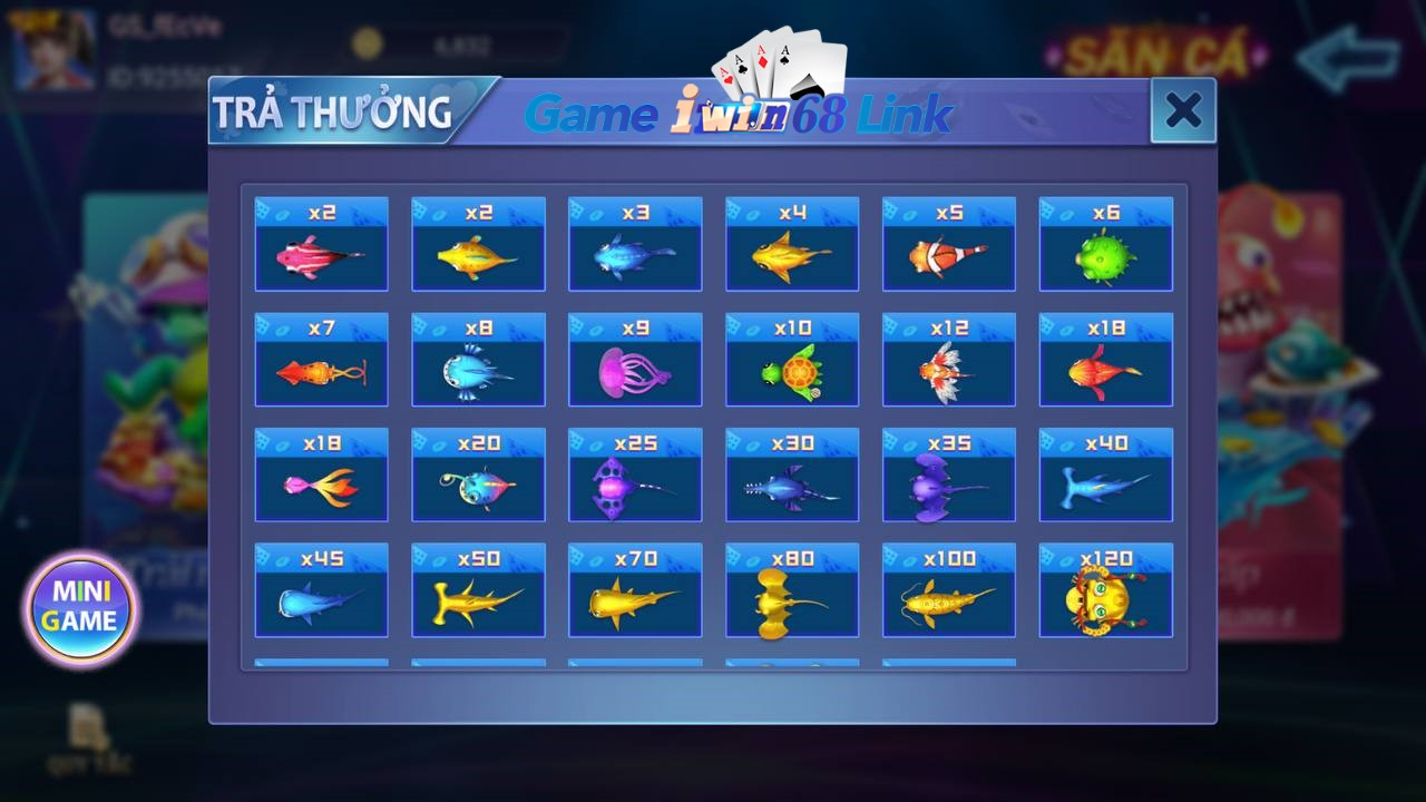 Hệ số cá trong game Bắn Cá Iwin68