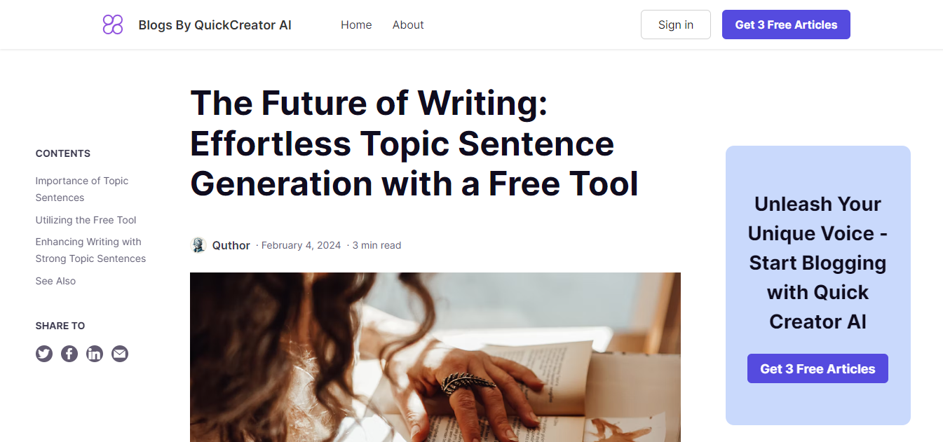 QuickCreator.io Topic Sentence Generator