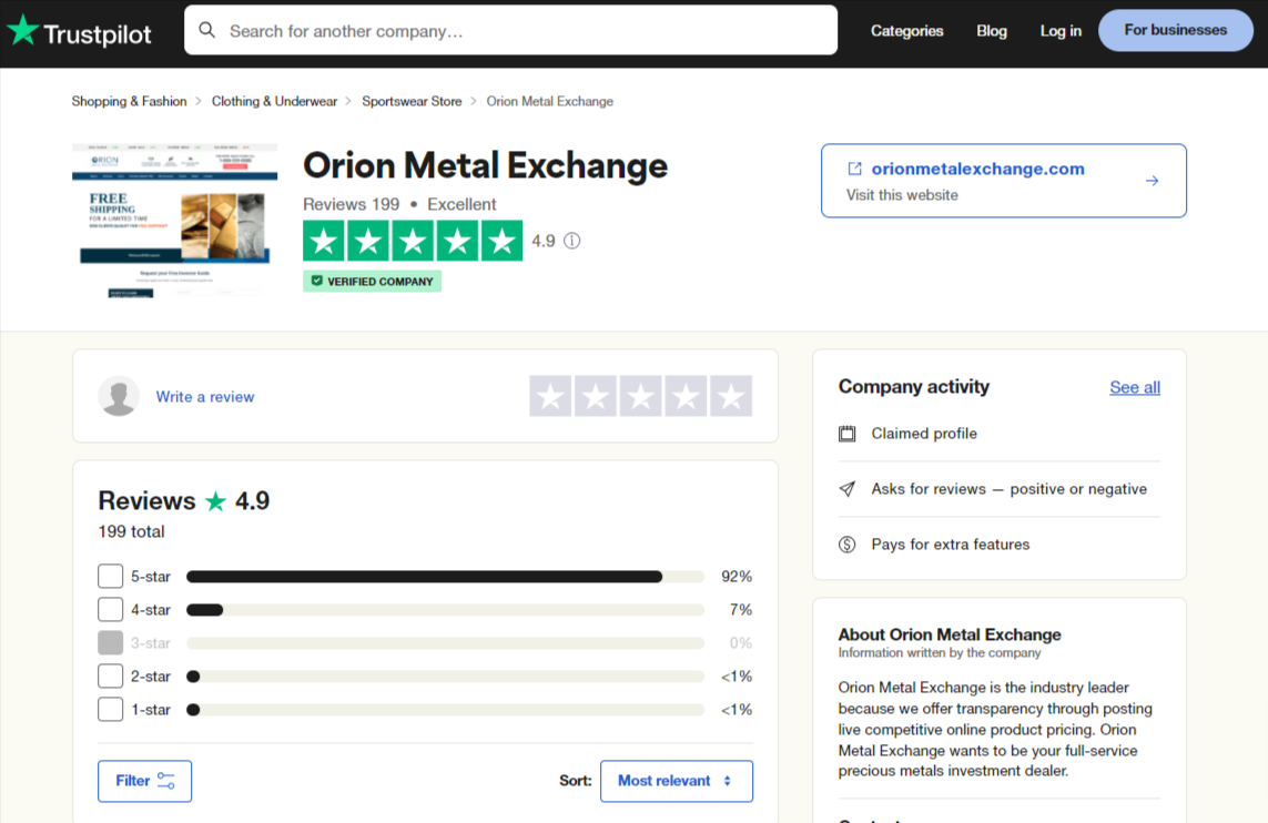 Orion Metal Exchange complaints on Trustpilot