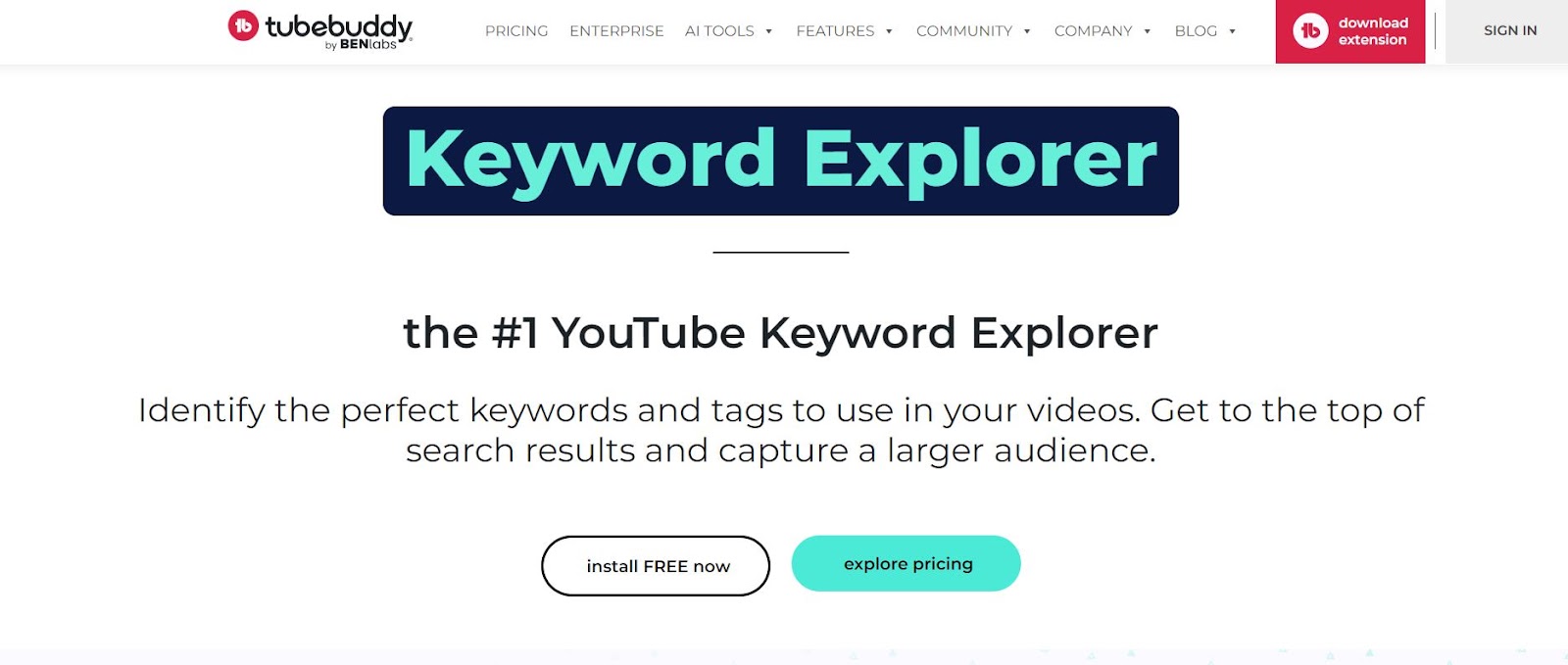 TubeBuddy Keyword Explorer