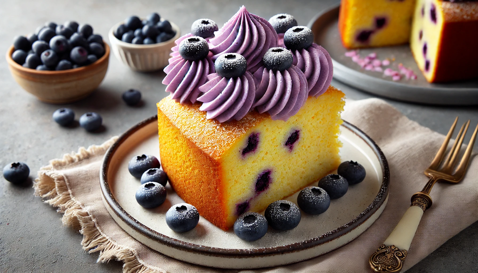 Cornmeal Pound Cake with Blueberry Whipped Cream