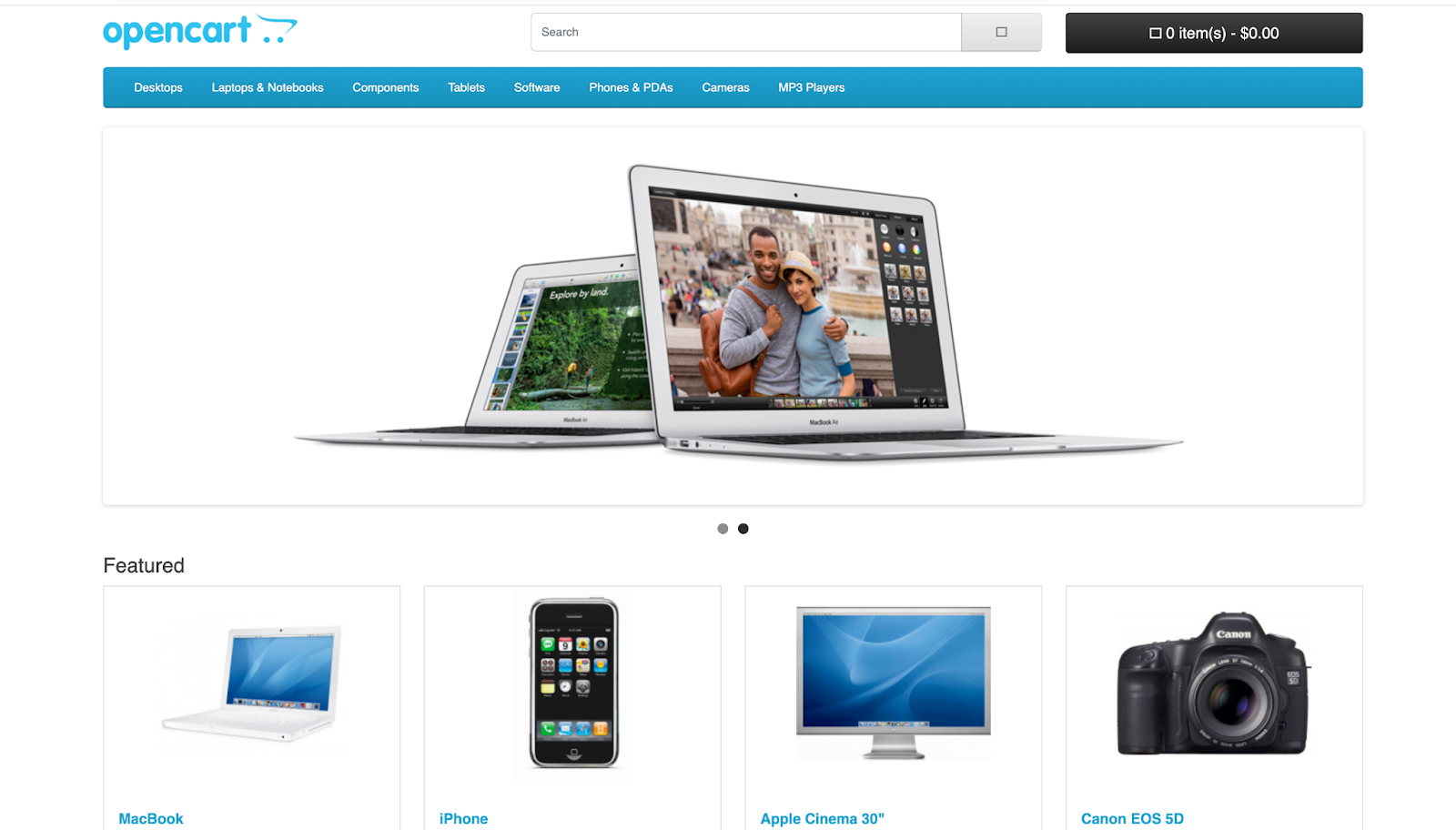 Screenshot of OpenCart