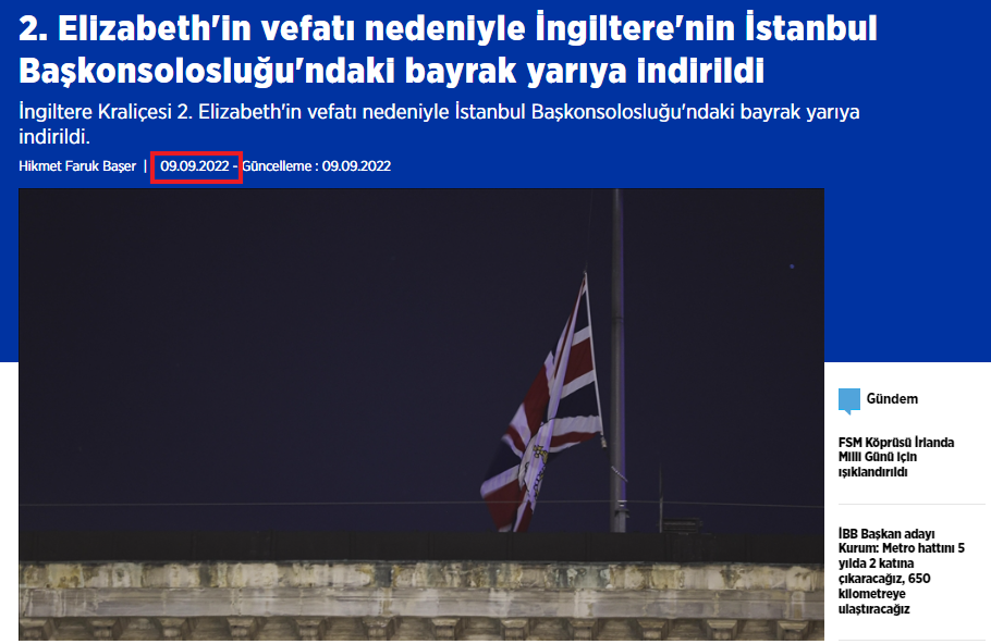 Lowering the British Flag at Istanbul Consulate After Queen Elizabeth II’s Death
