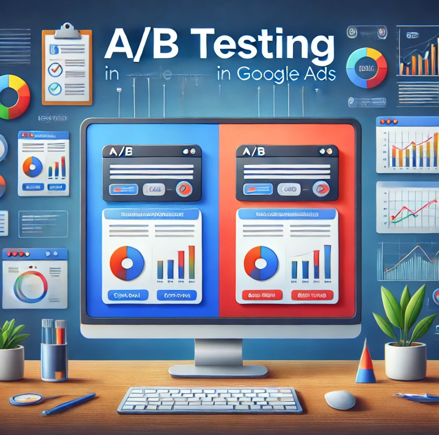 A visual representation of A/B testing in Google Ads.