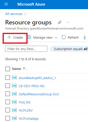 create resource group