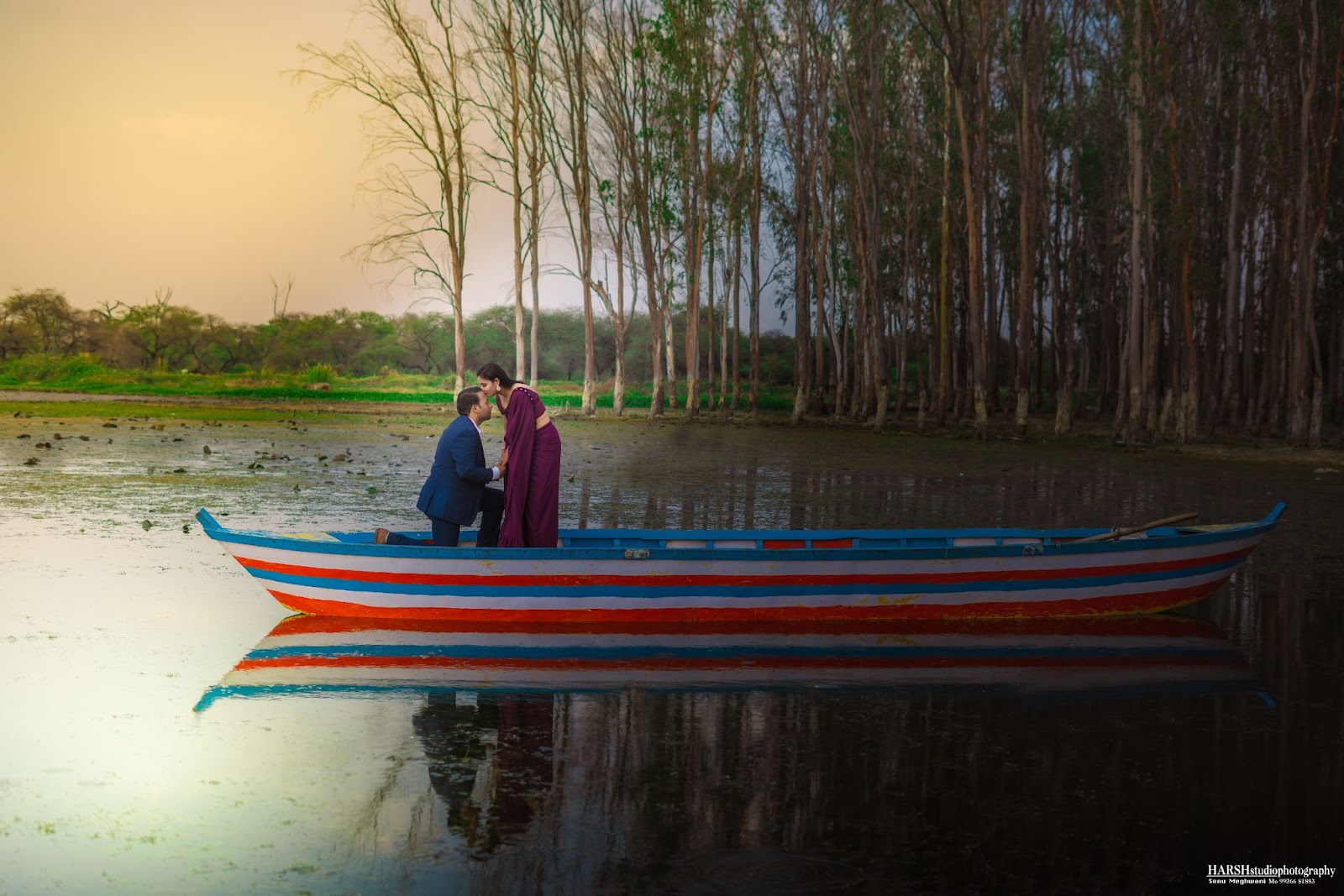 Couple posing during a pre-wedding photoshoot at Harsh Studio Photography