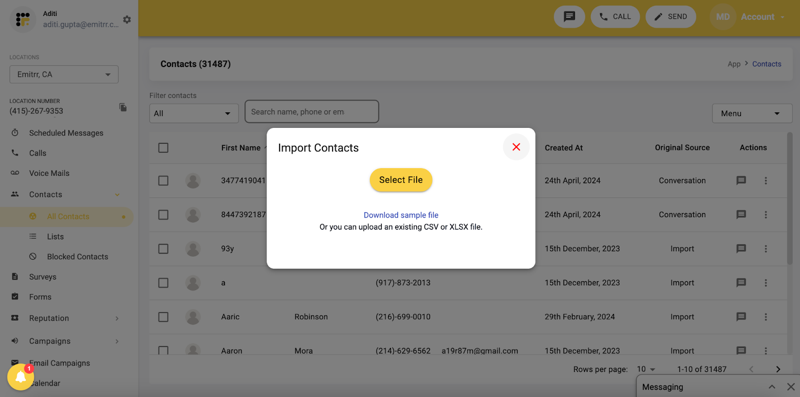 Emitrr import contacts 