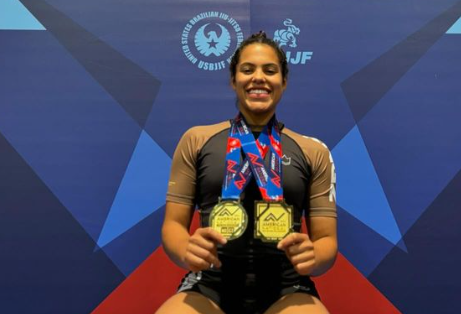Sarah winning double gold at American Nationals