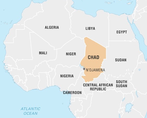 Africa map showing Chad Republic.