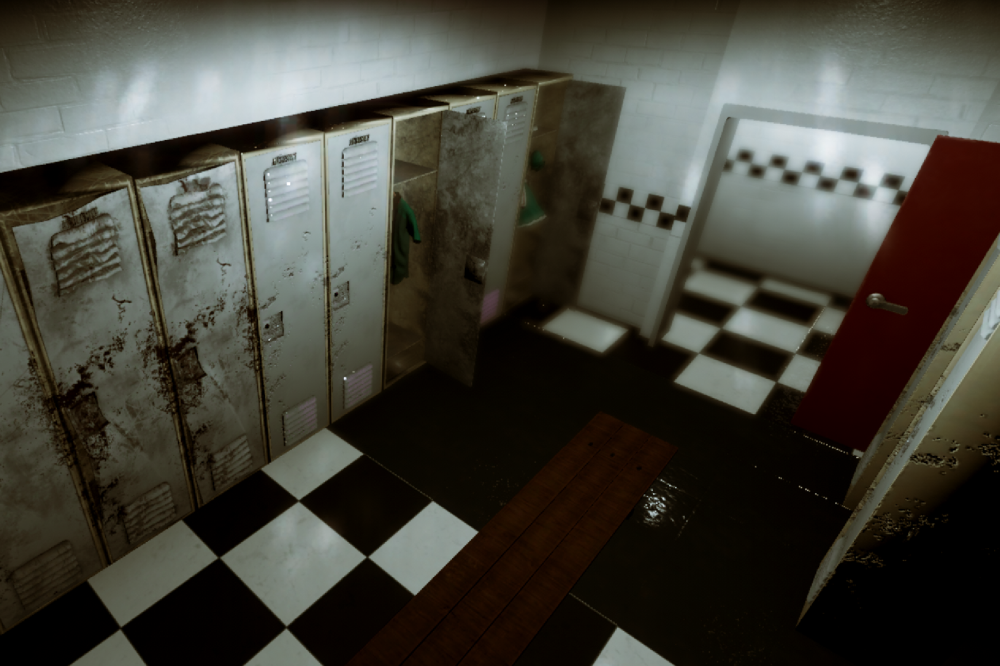 A lockers in a room
Description automatically generated