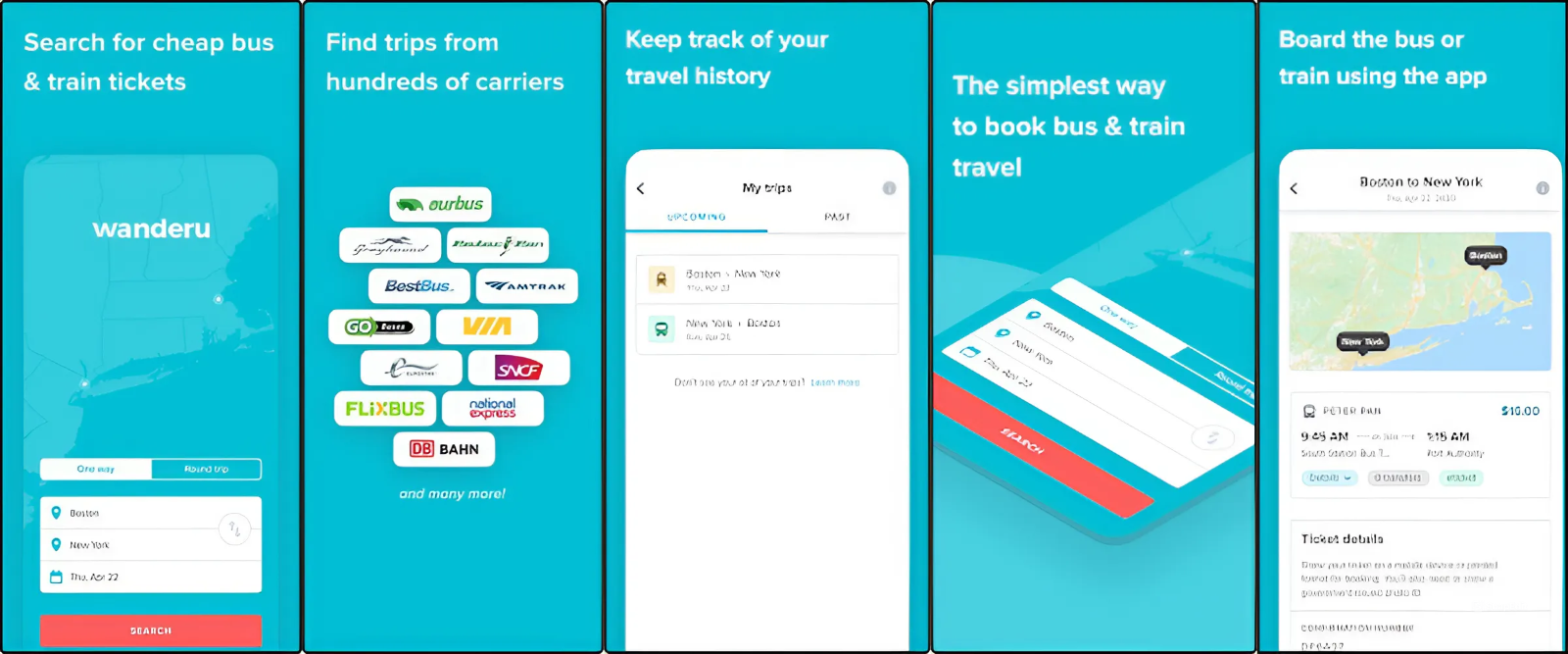 Features of the Wanderu: Bus & Train Tickets