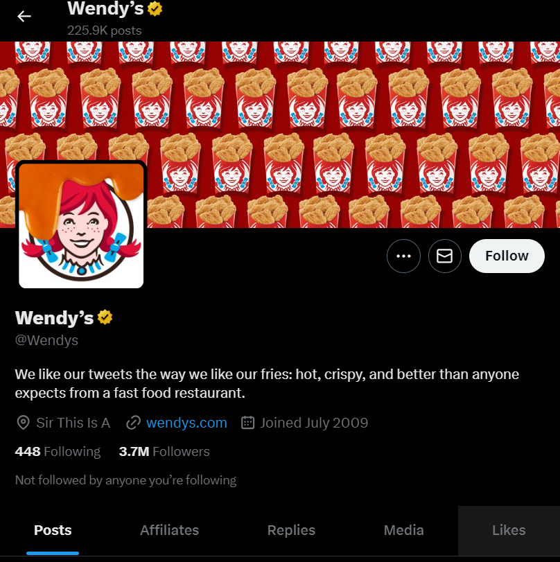 social media strategies - Wendy's on X