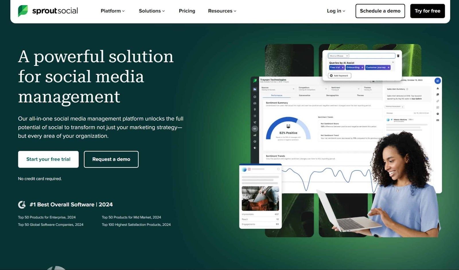 Screenshot of SproutSocial website