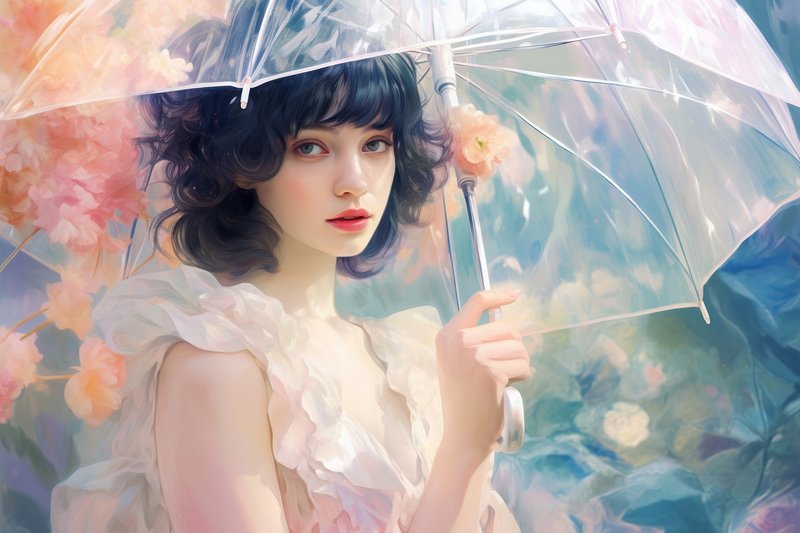 Girl DP for Instagram in a white dress with an umbrella
