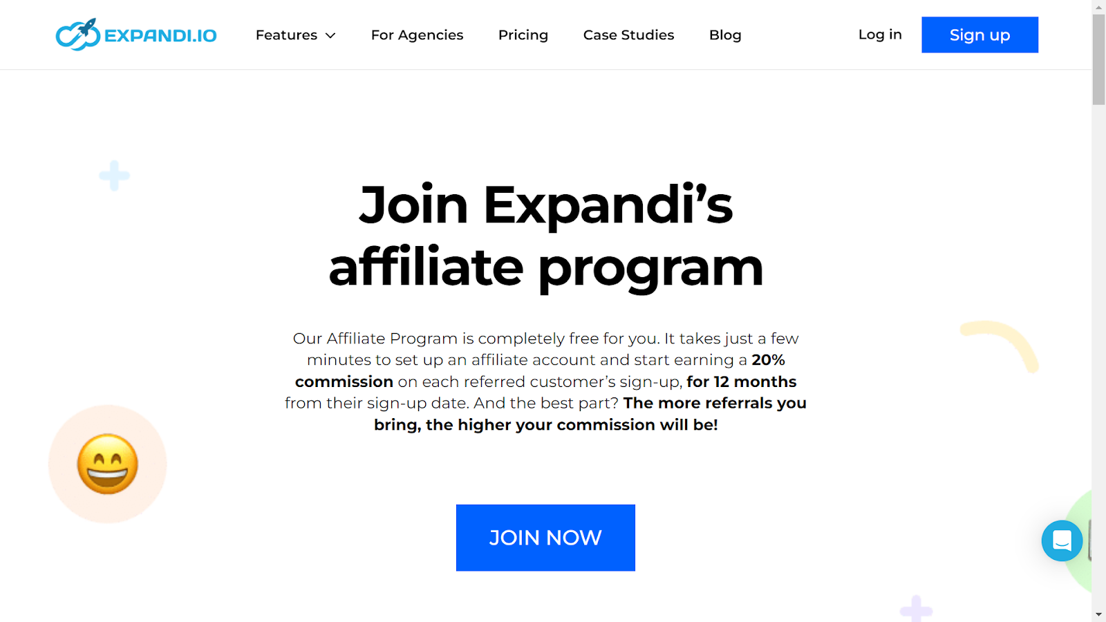 Screenshot from Expandi affiliate program landing page.