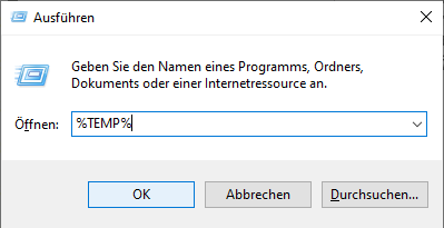 Temp-Ordner mit temporären Dateien öffnen