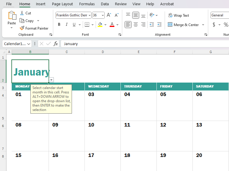 Excel Academic Calendar Template