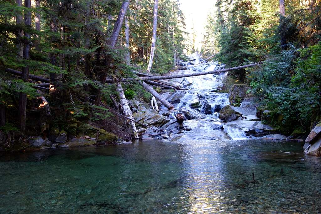 Waterfall with clear water in the rainforest