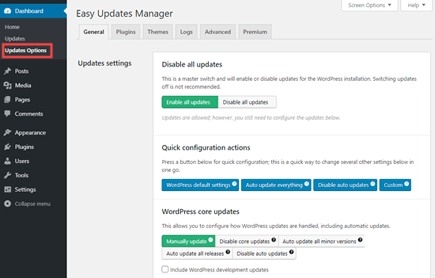 غیرفعال کردن آپدیت‌های وردپرس با افزونه Easy Updates Manager