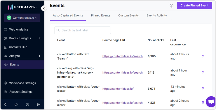 Events in Usermaven