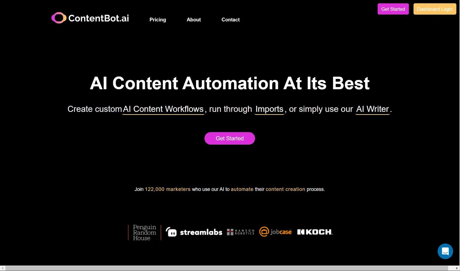 Screenshot of ContentBot.AI website