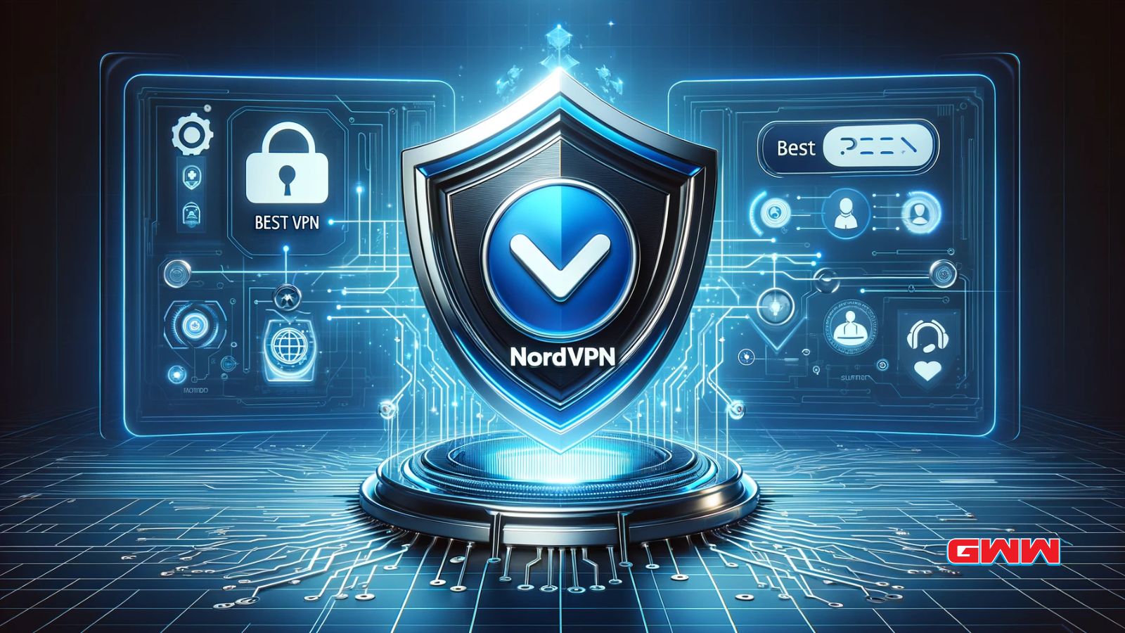 NordVPN as best VPN with digital security symbols