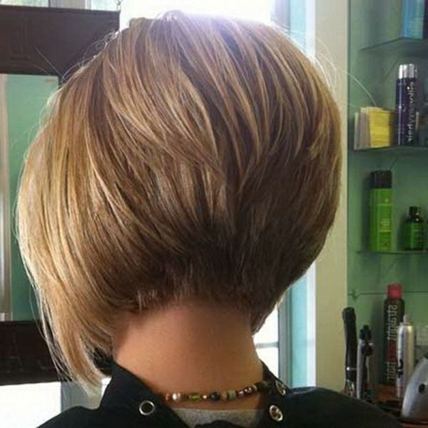 Back view of a lady wearing the Inverted Bob style