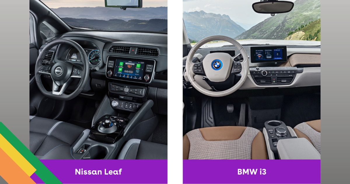 Interior Design of bmw i3 vs nissan leaf