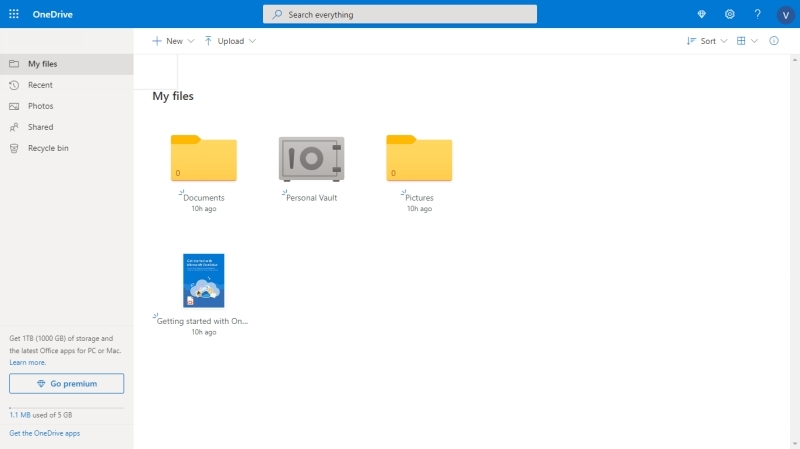 onedrive create account to bakcup 5