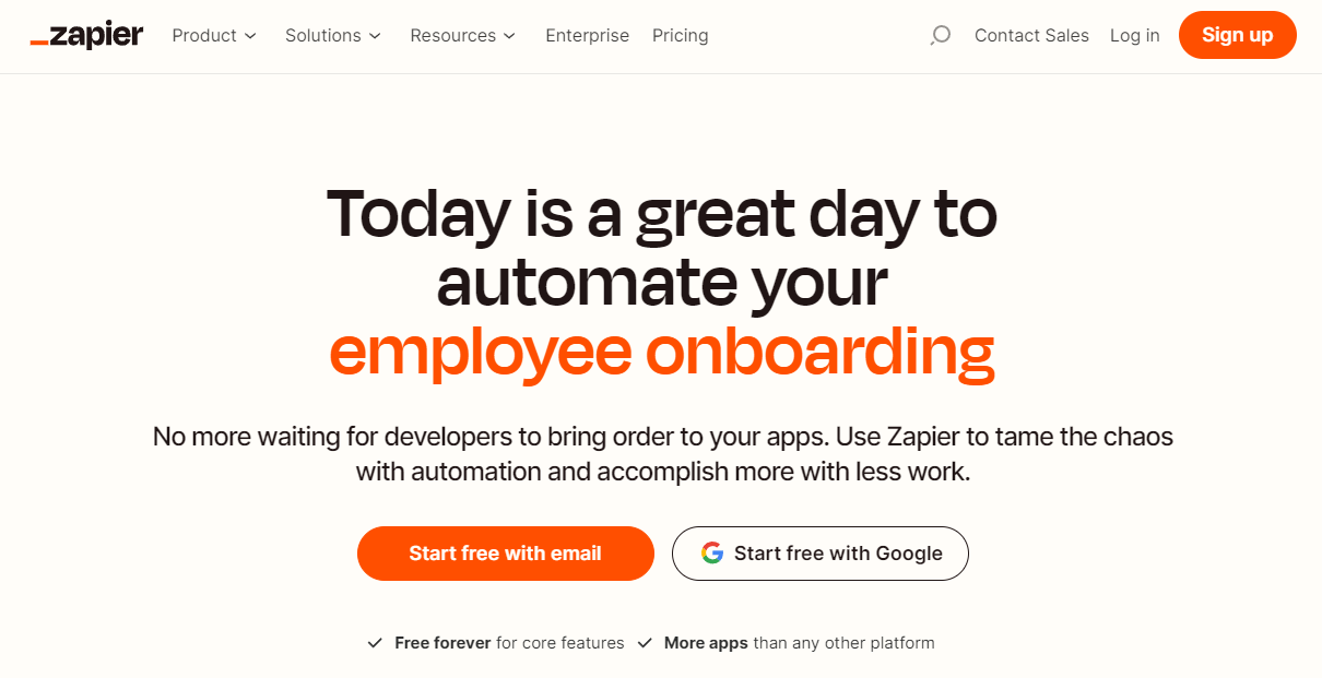 Zapier homepage