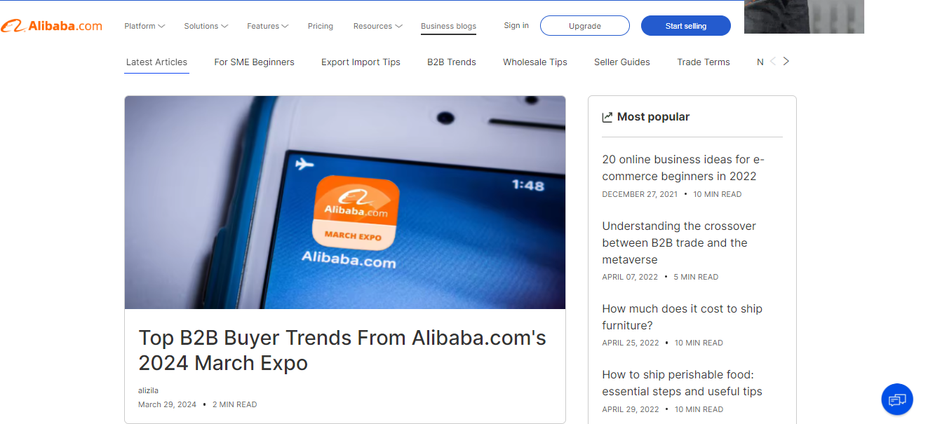 Alibaba blog - one of the best brand blogs